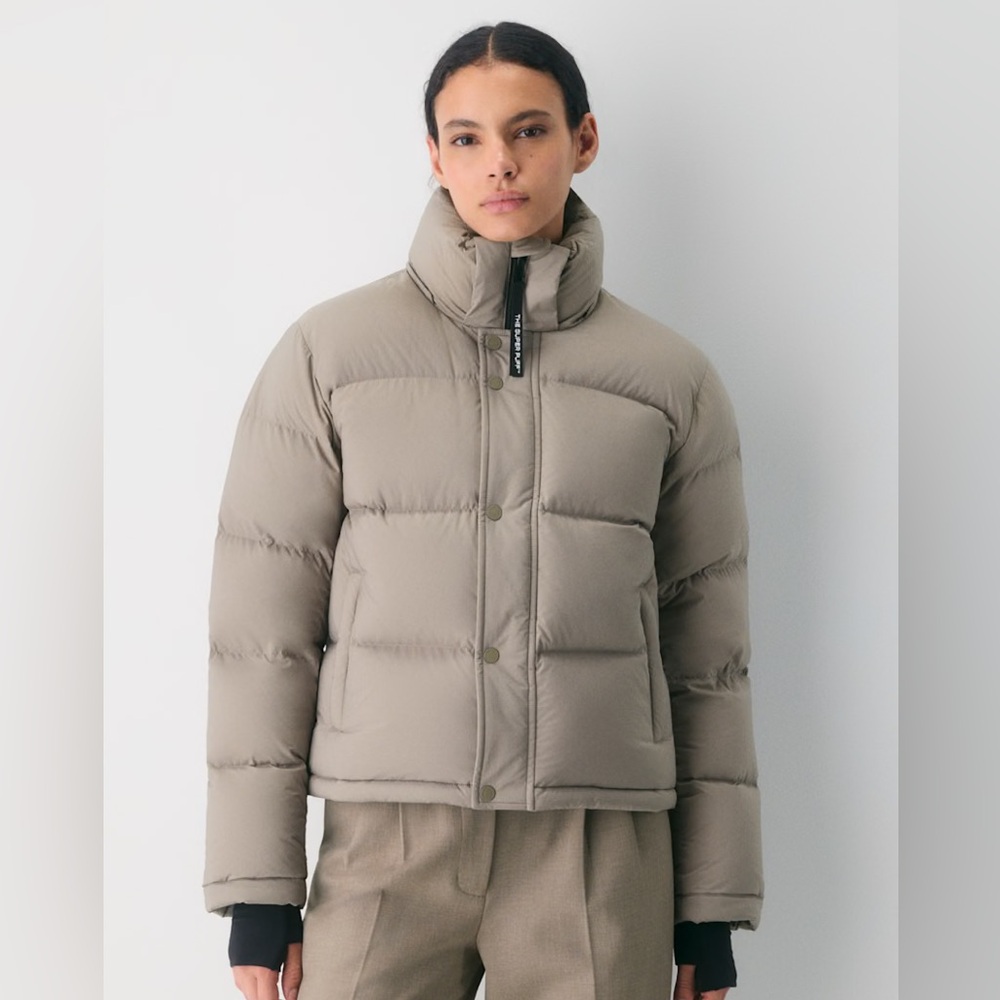 Aritzia SuperPuff Shorty Taupe
